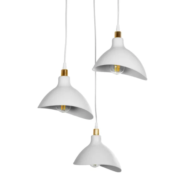 GloboStar® RIVE 203-0142 Μοντέρνο Κρεμαστό Φωτιστικό Καμπάνα Τρίφωτο 3 x E27 IP20 Λευκό με Χρυσό Πλαστικό - Μ45 x Π45 x Υ80cm - Image 6