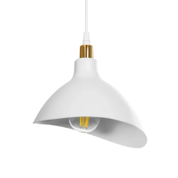 GloboStar® RIVE 203-0142 Μοντέρνο Κρεμαστό Φωτιστικό Καμπάνα Τρίφωτο 3 x E27 IP20 Λευκό με Χρυσό Πλαστικό - Μ45 x Π45 x Υ80cm - Image 7