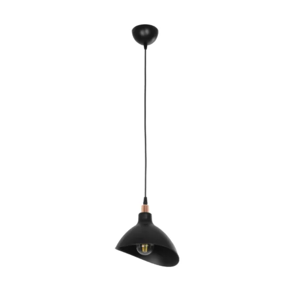 GloboStar® RIVE 203-0143 Μοντέρνο Κρεμαστό Φωτιστικό Καμπάνα Μονόφωτο 1 x E27 IP20 Μάυρο με Χρυσό Πλαστικό - Μ22 x Π22 x Υ83cm - Image 3
