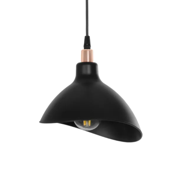 GloboStar® RIVE 203-0143 Μοντέρνο Κρεμαστό Φωτιστικό Καμπάνα Μονόφωτο 1 x E27 IP20 Μάυρο με Χρυσό Πλαστικό - Μ22 x Π22 x Υ83cm - Image 4