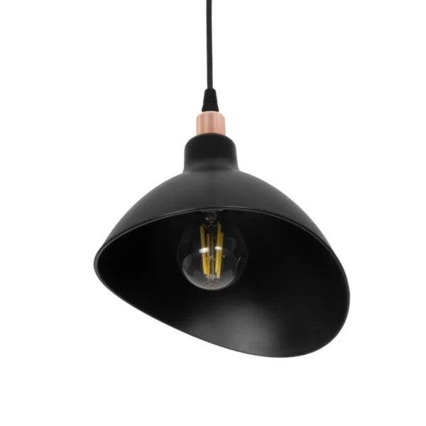 GloboStar® RIVE 203-0143 Μοντέρνο Κρεμαστό Φωτιστικό Καμπάνα Μονόφωτο 1 x E27 IP20 Μάυρο με Χρυσό Πλαστικό - Μ22 x Π22 x Υ83cm - Image 5