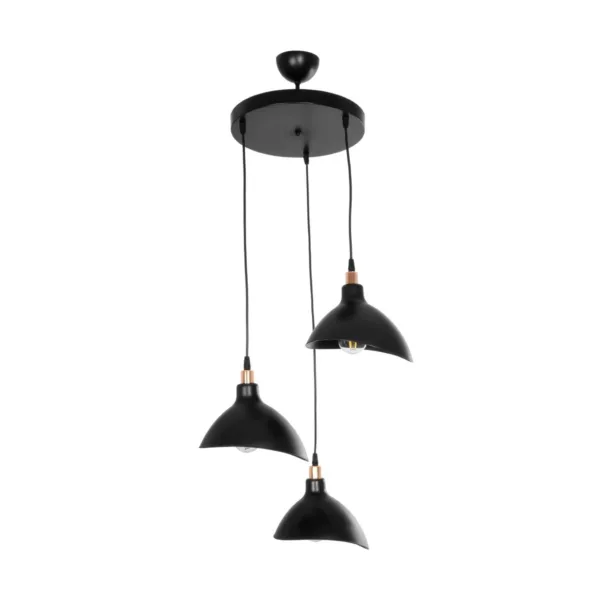 GloboStar® RIVE 203-0144 Μοντέρνο Κρεμαστό Φωτιστικό Καμπάνα Τρίφωτο 3 x E27 IP20 Μαύρο με Χρυσό Πλαστικό - Μ45 x Π45 x Υ80cm - Image 3