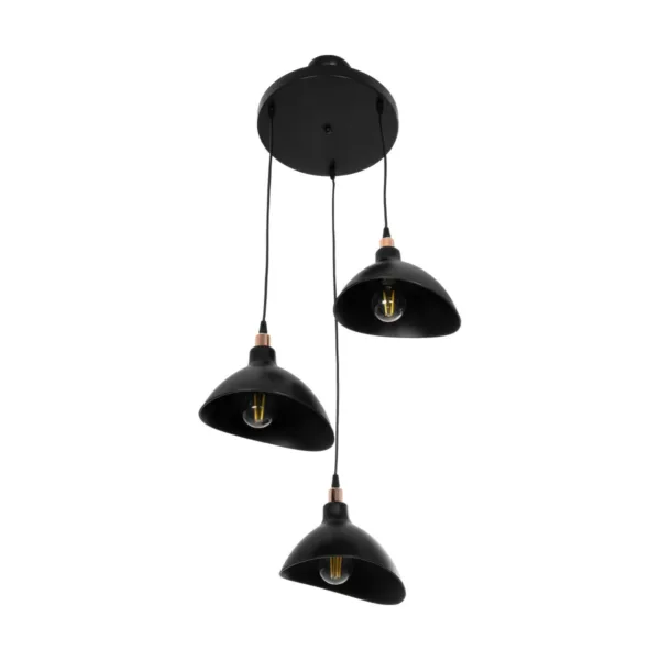GloboStar® RIVE 203-0144 Μοντέρνο Κρεμαστό Φωτιστικό Καμπάνα Τρίφωτο 3 x E27 IP20 Μαύρο με Χρυσό Πλαστικό - Μ45 x Π45 x Υ80cm - Image 4