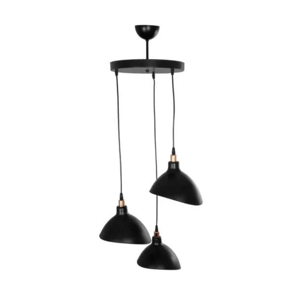 GloboStar® RIVE 203-0144 Μοντέρνο Κρεμαστό Φωτιστικό Καμπάνα Τρίφωτο 3 x E27 IP20 Μαύρο με Χρυσό Πλαστικό - Μ45 x Π45 x Υ80cm - Image 5