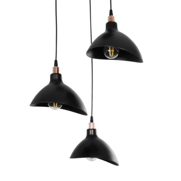 GloboStar® RIVE 203-0144 Μοντέρνο Κρεμαστό Φωτιστικό Καμπάνα Τρίφωτο 3 x E27 IP20 Μαύρο με Χρυσό Πλαστικό - Μ45 x Π45 x Υ80cm - Image 6