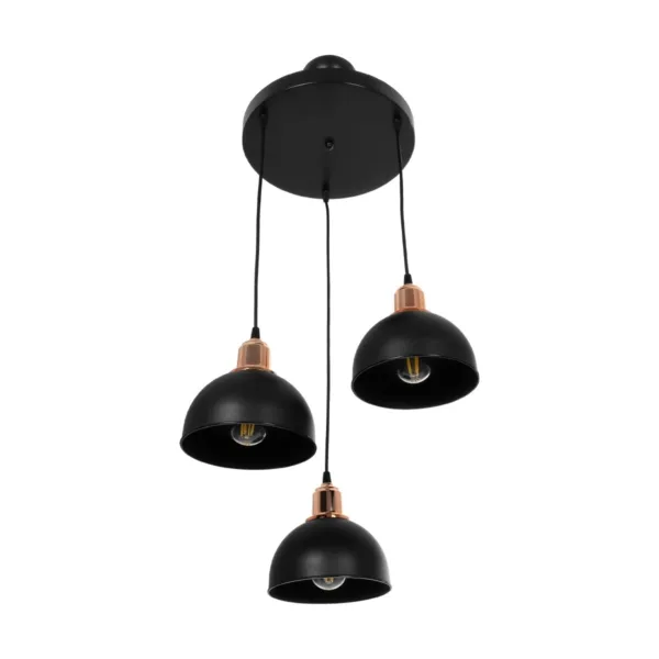 GloboStar® ΗUT 203-0146 Μοντέρνο Κρεμαστό Φωτιστικό Καμπάνα Τρίφωτο 3 x E27 IP20 Μαύρο με Χρυσό Πλαστικό - Μ40 x Π40 x Υ76cm - Image 4