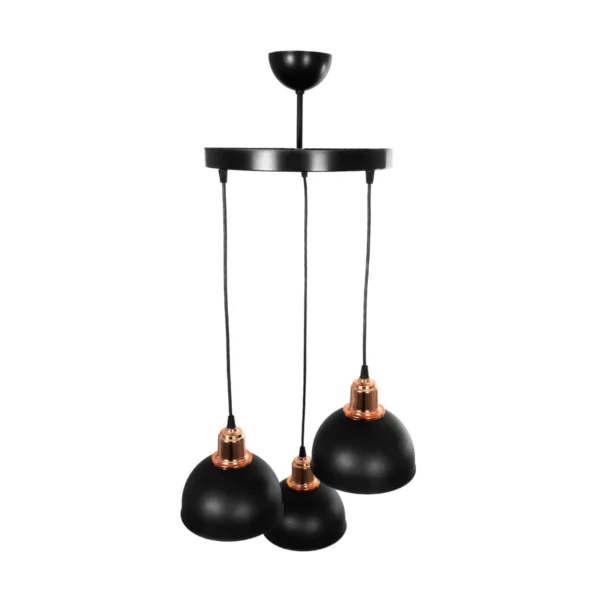 GloboStar® ΗUT 203-0146 Μοντέρνο Κρεμαστό Φωτιστικό Καμπάνα Τρίφωτο 3 x E27 IP20 Μαύρο με Χρυσό Πλαστικό - Μ40 x Π40 x Υ76cm - Image 5