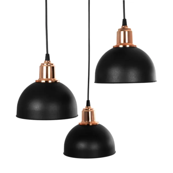 GloboStar® ΗUT 203-0146 Μοντέρνο Κρεμαστό Φωτιστικό Καμπάνα Τρίφωτο 3 x E27 IP20 Μαύρο με Χρυσό Πλαστικό - Μ40 x Π40 x Υ76cm - Image 6