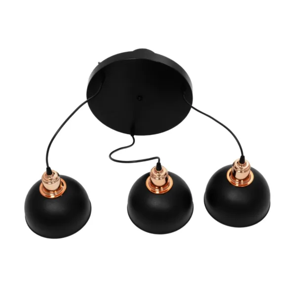 GloboStar® ΗUT 203-0146 Μοντέρνο Κρεμαστό Φωτιστικό Καμπάνα Τρίφωτο 3 x E27 IP20 Μαύρο με Χρυσό Πλαστικό - Μ40 x Π40 x Υ76cm - Image 9