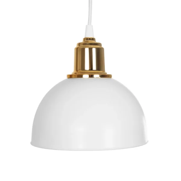 GloboStar® ΗUT 203-0148 Vintage Κρεμαστό Φωτιστικό Καμπάνα Τρίφωτο 3 x E27 IP20 Λευκό με Χρυσό Πλαστικό - Μ40 x Π40 x Υ76cm - Image 7