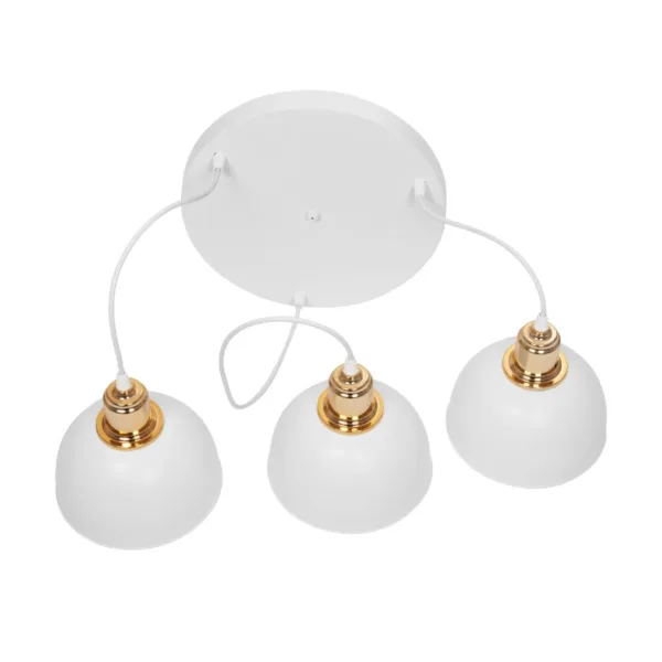 GloboStar® ΗUT 203-0148 Vintage Κρεμαστό Φωτιστικό Καμπάνα Τρίφωτο 3 x E27 IP20 Λευκό με Χρυσό Πλαστικό - Μ40 x Π40 x Υ76cm - Image 9