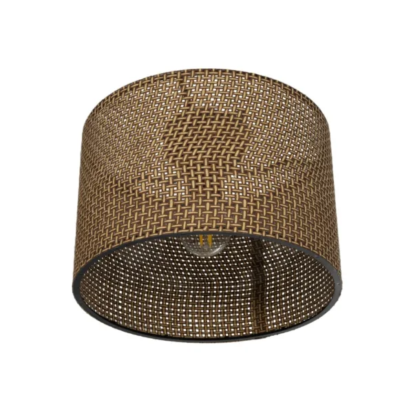 GloboStar® CILIO 203-0151 Μοντέρνο Φωτιστικό Οροφής Καπέλο Μονόφωτο 1 x E27 IP20 Καφέ Διάτρητο Ύφασμα - Μ30 x Π30 x Υ21cm - Image 4