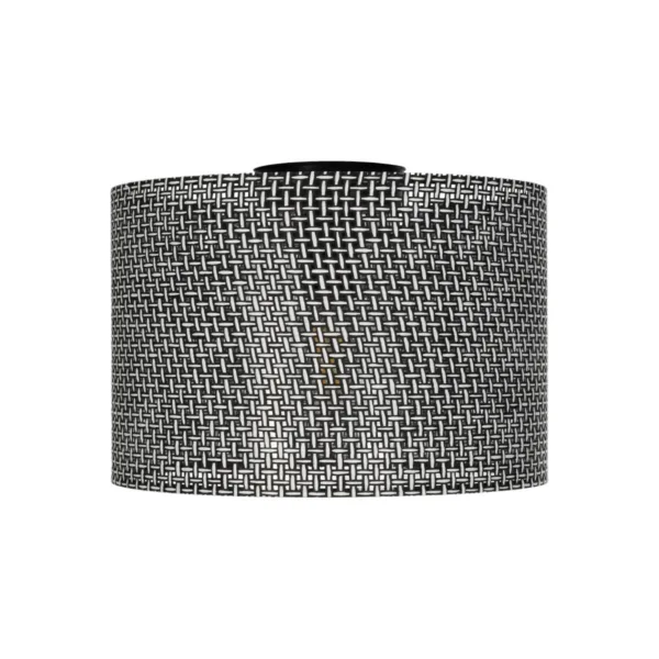 GloboStar® CILIO 203-0152 Μοντέρνο Φωτιστικό Οροφής Καπέλο Μονόφωτο 1 x E27 IP20 Μαύρο Διάτρητο Ύφασμα - Μ30 x Π30 x Υ21cm - Image 3