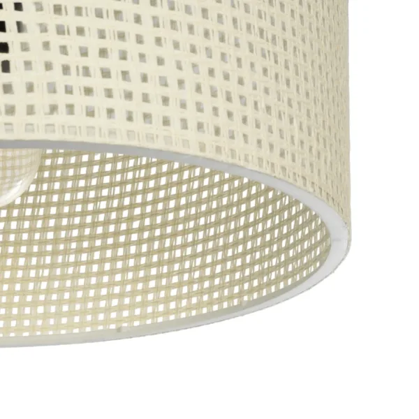 GloboStar® CILIO 203-0155 Μοντέρνο Φωτιστικό Οροφής Καπέλο Μονόφωτο 1 x E27 IP20 Λευκό Διάτρητο Ύφασμα - Μ38 x Π38 x Υ21cm - Image 5