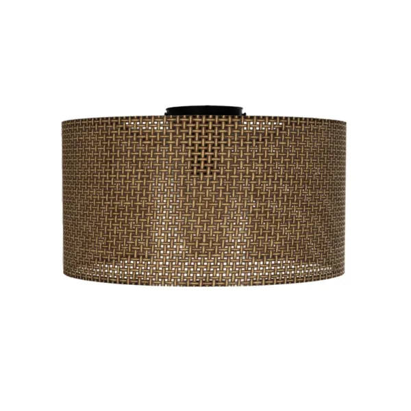 GloboStar® CILIO 203-0156 Μοντέρνο Φωτιστικό Οροφής Καπέλο Μονόφωτο 1 x E27 IP20 Καφέ Διάτρητο Ύφασμα - Μ38 x Π38 x Υ21cm - Image 3