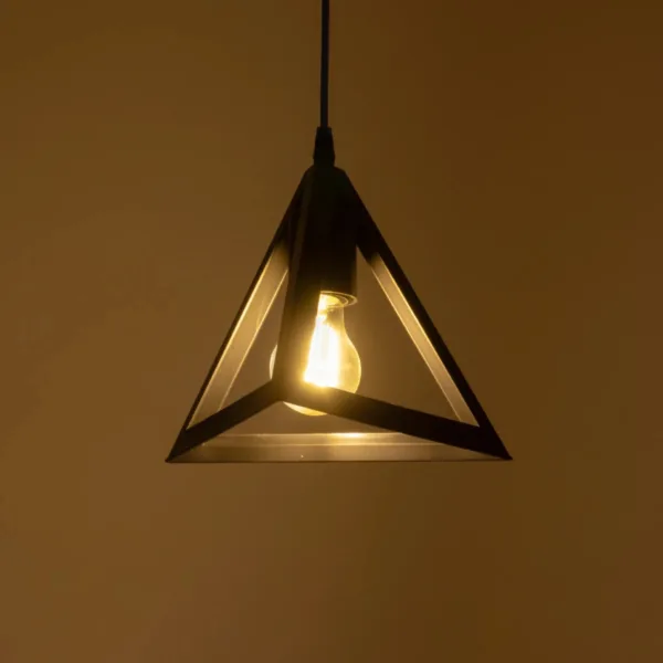 GloboStar® TRIANGLE 203-0159 Μοντέρνο Κρεμαστό Φωτιστικό Καμπάνα Μονόφωτο 1 x E27 IP20 Μάυρο Πλαστικό - Μ24 x Π24 x Υ86cm - Image 2