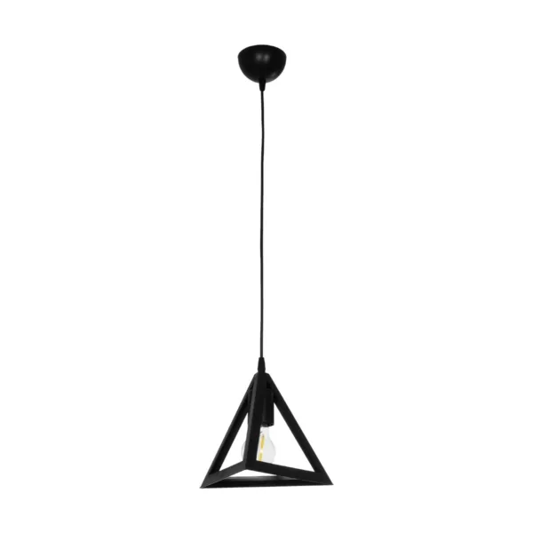 GloboStar® TRIANGLE 203-0159 Μοντέρνο Κρεμαστό Φωτιστικό Καμπάνα Μονόφωτο 1 x E27 IP20 Μάυρο Πλαστικό - Μ24 x Π24 x Υ86cm - Image 3