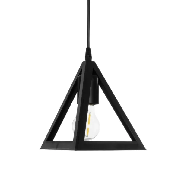 GloboStar® TRIANGLE 203-0159 Μοντέρνο Κρεμαστό Φωτιστικό Καμπάνα Μονόφωτο 1 x E27 IP20 Μάυρο Πλαστικό - Μ24 x Π24 x Υ86cm - Image 4