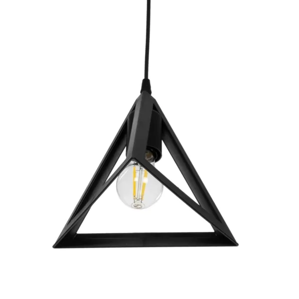 GloboStar® TRIANGLE 203-0159 Μοντέρνο Κρεμαστό Φωτιστικό Καμπάνα Μονόφωτο 1 x E27 IP20 Μάυρο Πλαστικό - Μ24 x Π24 x Υ86cm - Image 5