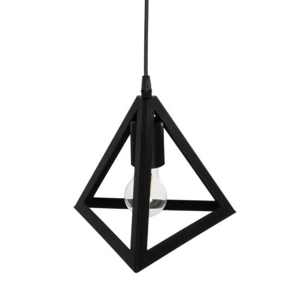 GloboStar® TRIANGLE 203-0159 Μοντέρνο Κρεμαστό Φωτιστικό Καμπάνα Μονόφωτο 1 x E27 IP20 Μάυρο Πλαστικό - Μ24 x Π24 x Υ86cm - Image 6