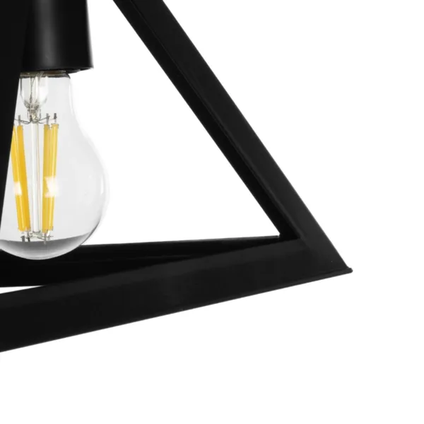 GloboStar® TRIANGLE 203-0159 Μοντέρνο Κρεμαστό Φωτιστικό Καμπάνα Μονόφωτο 1 x E27 IP20 Μάυρο Πλαστικό - Μ24 x Π24 x Υ86cm - Image 7
