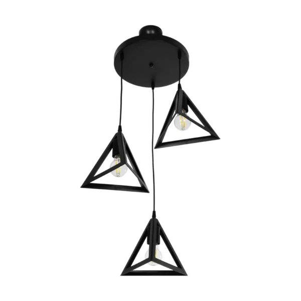 GloboStar® TRIANGLE 203-0160 Μοντέρνο Κρεμαστό Φωτιστικό Καμπάνα Τρίφωτο 3 x E27 IP20 Μαύρο Πλαστικό - Μ50 x Π50 x Υ80cm - Image 4