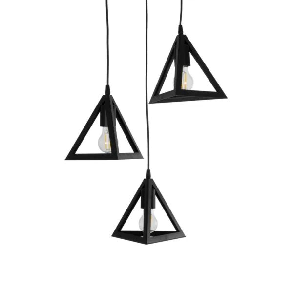 GloboStar® TRIANGLE 203-0160 Μοντέρνο Κρεμαστό Φωτιστικό Καμπάνα Τρίφωτο 3 x E27 IP20 Μαύρο Πλαστικό - Μ50 x Π50 x Υ80cm - Image 6