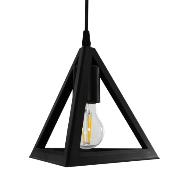 GloboStar® TRIANGLE 203-0160 Μοντέρνο Κρεμαστό Φωτιστικό Καμπάνα Τρίφωτο 3 x E27 IP20 Μαύρο Πλαστικό - Μ50 x Π50 x Υ80cm - Image 7
