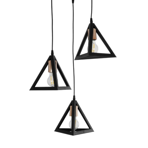 GloboStar® TRIANGLE 203-0162 Μοντέρνο Κρεμαστό Φωτιστικό Καμπάνα Τρίφωτο 3 x E27 IP20 Μαύρο με Χρυσό Πλαστικό - Μ50 x Π50 x Υ80cm - Image 6