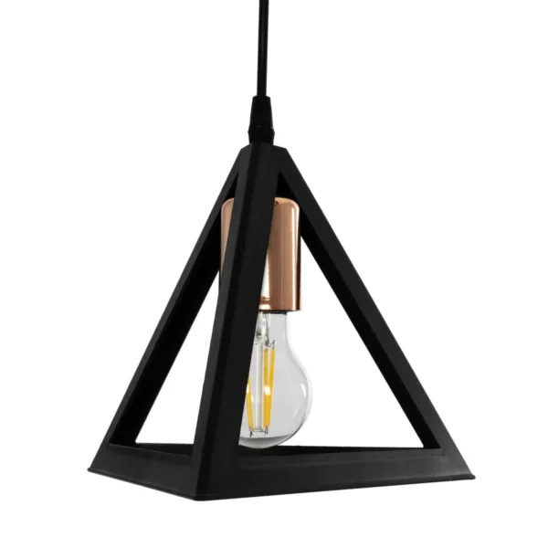 GloboStar® TRIANGLE 203-0162 Μοντέρνο Κρεμαστό Φωτιστικό Καμπάνα Τρίφωτο 3 x E27 IP20 Μαύρο με Χρυσό Πλαστικό - Μ50 x Π50 x Υ80cm - Image 7
