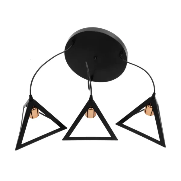 GloboStar® TRIANGLE 203-0162 Μοντέρνο Κρεμαστό Φωτιστικό Καμπάνα Τρίφωτο 3 x E27 IP20 Μαύρο με Χρυσό Πλαστικό - Μ50 x Π50 x Υ80cm - Image 9
