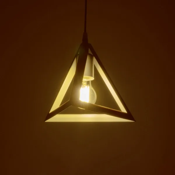 GloboStar® TRIANGLE 203-0163 Μοντέρνο Κρεμαστό Φωτιστικό Καμπάνα Μονόφωτο 1 x E27 IP20 Λευκό Πλαστικό - Μ24 x Π24 x Υ86cm - Image 2