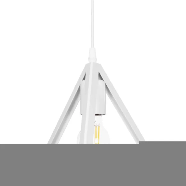 GloboStar® TRIANGLE 203-0163 Μοντέρνο Κρεμαστό Φωτιστικό Καμπάνα Μονόφωτο 1 x E27 IP20 Λευκό Πλαστικό - Μ24 x Π24 x Υ86cm - Image 4