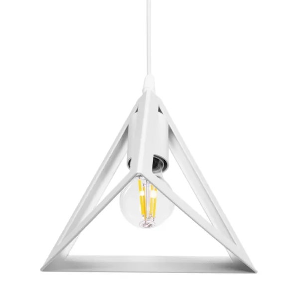 GloboStar® TRIANGLE 203-0163 Μοντέρνο Κρεμαστό Φωτιστικό Καμπάνα Μονόφωτο 1 x E27 IP20 Λευκό Πλαστικό - Μ24 x Π24 x Υ86cm - Image 5