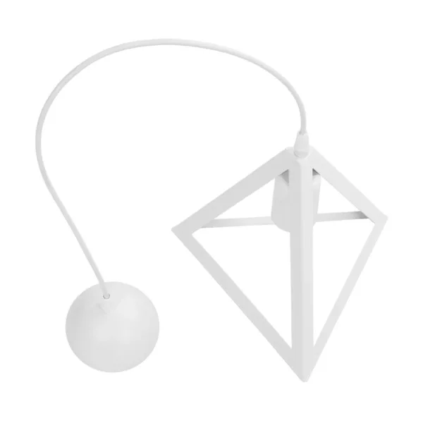 GloboStar® TRIANGLE 203-0163 Μοντέρνο Κρεμαστό Φωτιστικό Καμπάνα Μονόφωτο 1 x E27 IP20 Λευκό Πλαστικό - Μ24 x Π24 x Υ86cm - Image 9