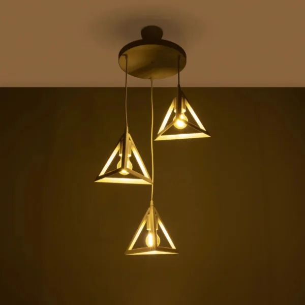 GloboStar® TRIANGLE 203-0164 Μοντέρνο Κρεμαστό Φωτιστικό Καμπάνα Τρίφωτο 3 x E27 IP20 Λευκό Πλαστικό - Μ50 x Π50 x Υ80cm - Image 2