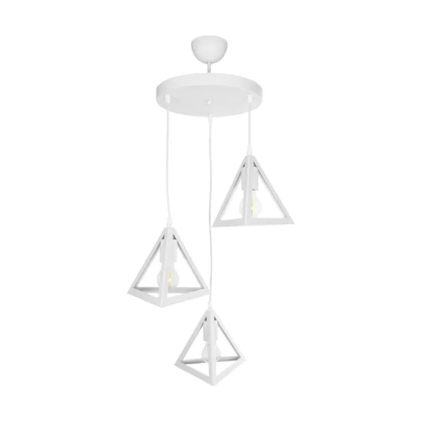 GloboStar® TRIANGLE 203-0164 Μοντέρνο Κρεμαστό Φωτιστικό Καμπάνα Τρίφωτο 3 x E27 IP20 Λευκό Πλαστικό - Μ50 x Π50 x Υ80cm - Image 3