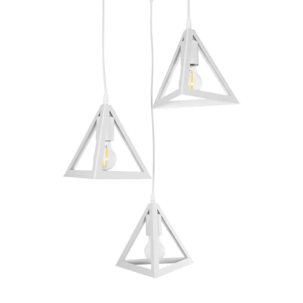 GloboStar® TRIANGLE 203-0164 Μοντέρνο Κρεμαστό Φωτιστικό Καμπάνα Τρίφωτο 3 x E27 IP20 Λευκό Πλαστικό - Μ50 x Π50 x Υ80cm - Image 6