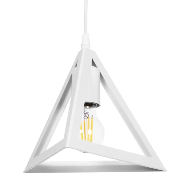 GloboStar® TRIANGLE 203-0164 Μοντέρνο Κρεμαστό Φωτιστικό Καμπάνα Τρίφωτο 3 x E27 IP20 Λευκό Πλαστικό - Μ50 x Π50 x Υ80cm - Image 7