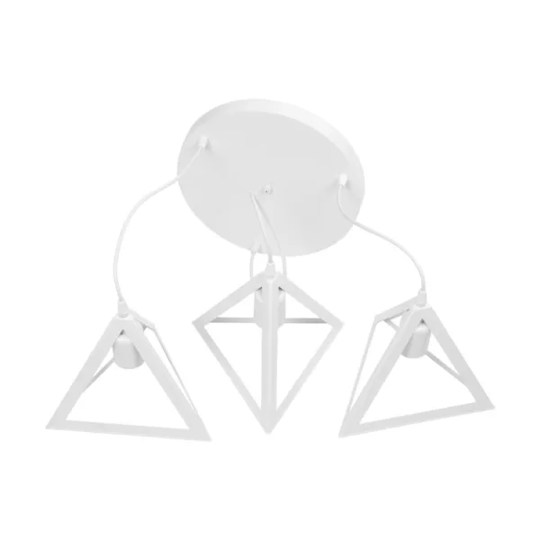 GloboStar® TRIANGLE 203-0164 Μοντέρνο Κρεμαστό Φωτιστικό Καμπάνα Τρίφωτο 3 x E27 IP20 Λευκό Πλαστικό - Μ50 x Π50 x Υ80cm - Image 9