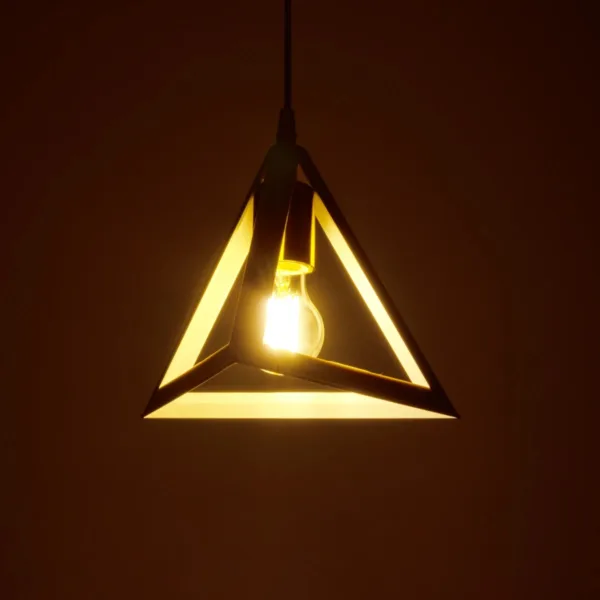 GloboStar® TRIANGLE 203-0165 Μοντέρνο Κρεμαστό Φωτιστικό Καμπάνα Μονόφωτο 1 x E27 IP20 Λευκό με Χρυσό Πλαστικό - Μ24 x Π24 x Υ56cm - Image 2