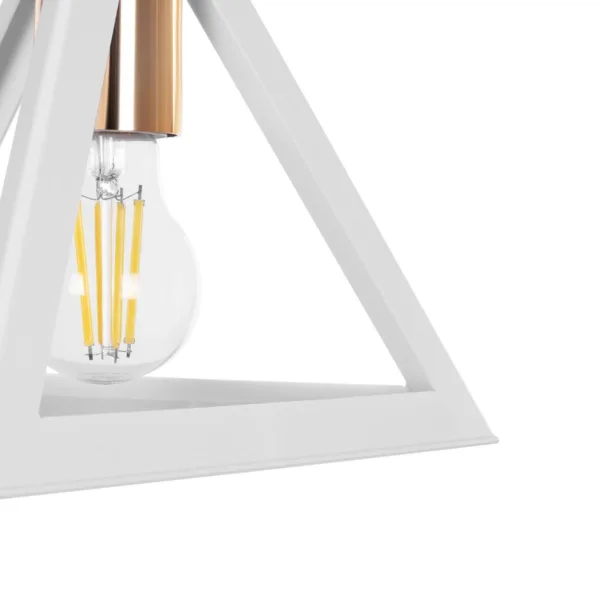 GloboStar® TRIANGLE 203-0165 Μοντέρνο Κρεμαστό Φωτιστικό Καμπάνα Μονόφωτο 1 x E27 IP20 Λευκό με Χρυσό Πλαστικό - Μ24 x Π24 x Υ56cm - Image 7