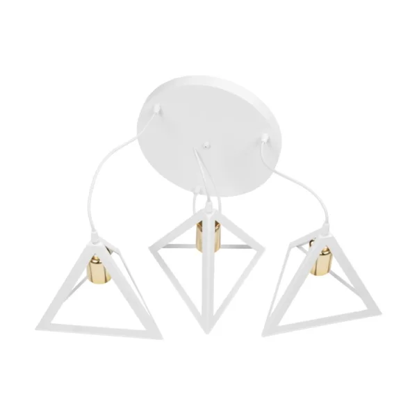 GloboStar® TRIANGLE 203-0166 Μοντέρνο Κρεμαστό Φωτιστικό Καμπάνα Τρίφωτο 3 x E27 IP20 Λευκό με Χρυσό Πλαστικό - Μ50 x Π50 x Υ80cm - Image 9