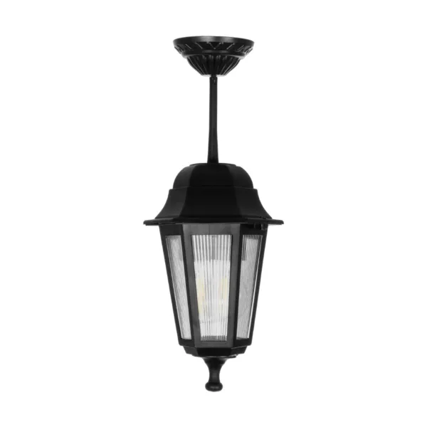 GloboStar® VITRO 203-0189 Vintage Κρεμαστό Φωτιστικό Φαναράκι Μονόφωτο 1 x E27 IP44 Μαύρο Πλαστικό Σώμα - Μ16 x Π16 x Υ48cm - Image 3