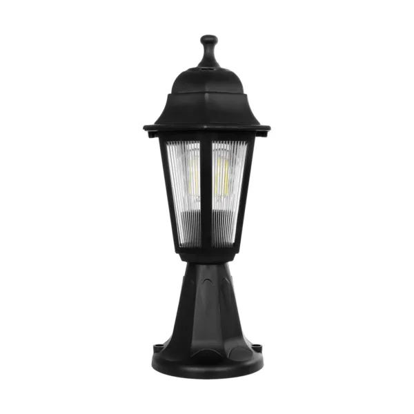 GloboStar® VITRO 203-0190 Vintage Επιδαπέδιο Φωτιστικό Φαναράκι Μονόφωτο 1 x E27 IP44 Μαύρο Πλαστικό Σώμα - Μ16 x Π16 x Υ39cm - Image 3