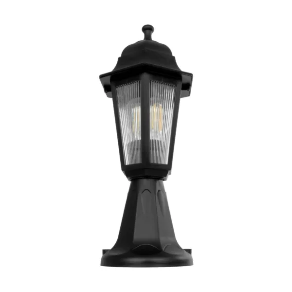 GloboStar® VITRO 203-0190 Vintage Επιδαπέδιο Φωτιστικό Φαναράκι Μονόφωτο 1 x E27 IP44 Μαύρο Πλαστικό Σώμα - Μ16 x Π16 x Υ39cm - Image 4