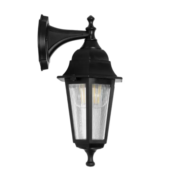GloboStar® VITRO 203-0191 Vintage Επιτοίχιο Φωτιστικό Φαναράκι Μονόφωτο 1 x E27 IP44 Μαύρο Πλαστικό Σώμα - Μ19 x Π16 x Υ34cm - Image 4
