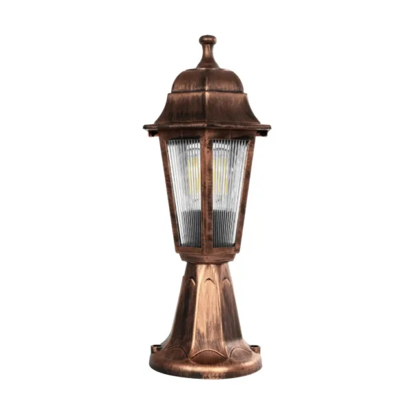 GloboStar® VITRO 203-0195 Vintage Επιδαπέδιο Φωτιστικό Φαναράκι Μονόφωτο 1 x E27 IP44 Χάλκινο Πλαστικό Σώμα - Μ16 x Π16 x Υ39cm - Image 3