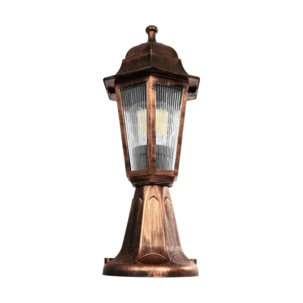 GloboStar® VITRO 203-0195 Vintage Επιδαπέδιο Φωτιστικό Φαναράκι Μονόφωτο 1 x E27 IP44 Χάλκινο Πλαστικό Σώμα - Μ16 x Π16 x Υ39cm - Image 4