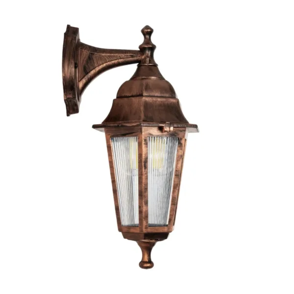 GloboStar® VITRO 203-0196 Vintage Επιτοίχιο Φωτιστικό Φαναράκι Μονόφωτο 1 x E27 IP44 Χάλκινο Πλαστικό Σώμα - Μ19 x Π16 x Υ34cm - Image 4
